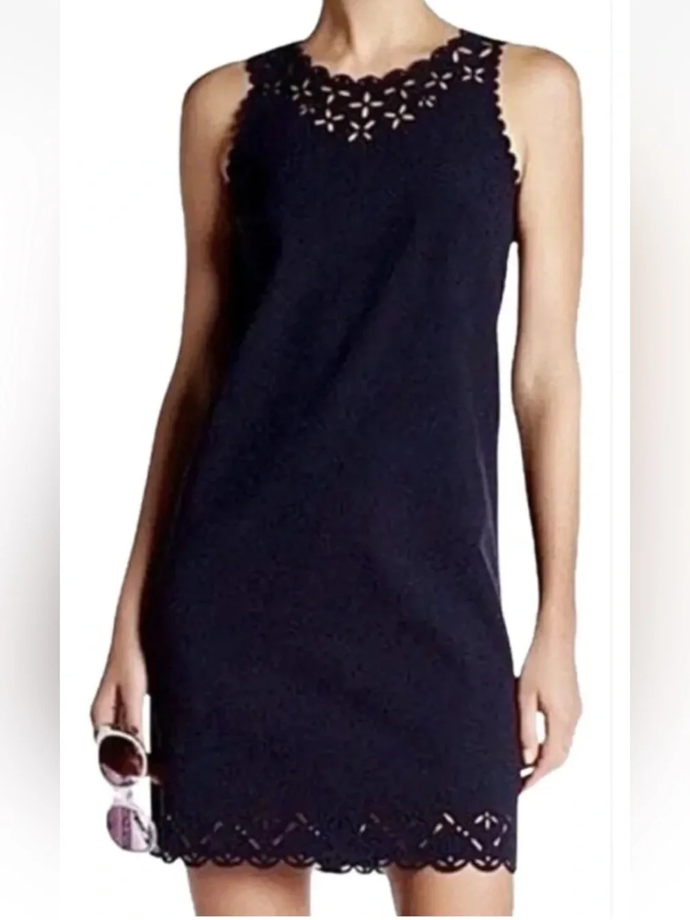 J. Crew Laser-cut Floral Navy Women's Dress Size 6